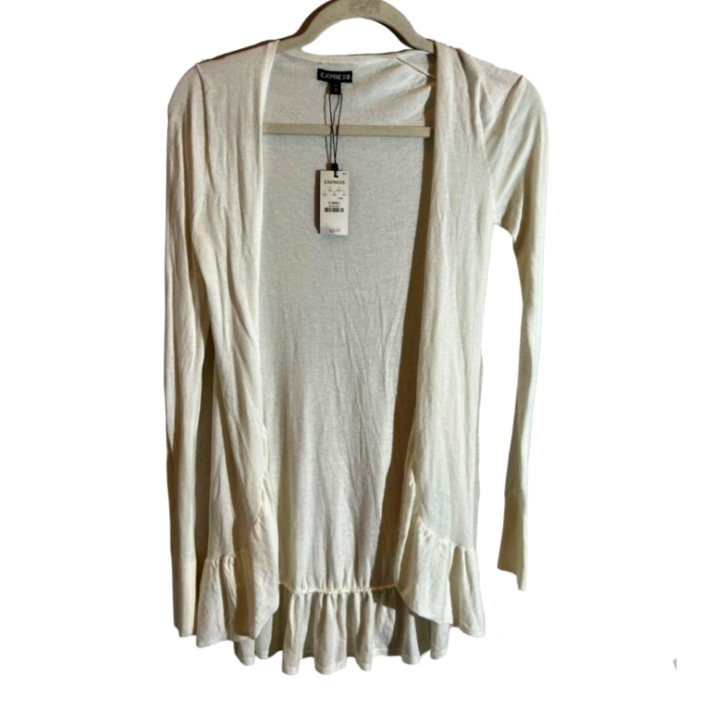 Express Women's Open Front Cardigan Sweater Cream Size X Small NWT